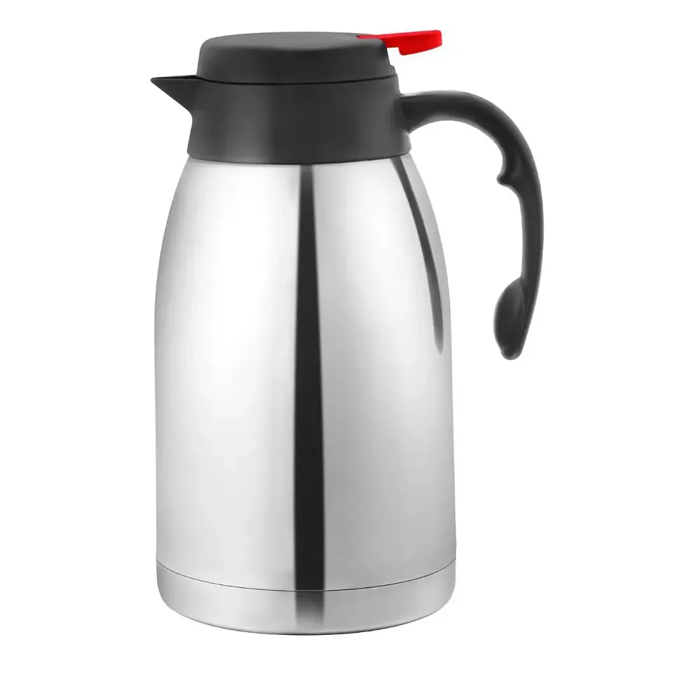 CAPRA RIT push-button vacuum flask in polished stainless steel
